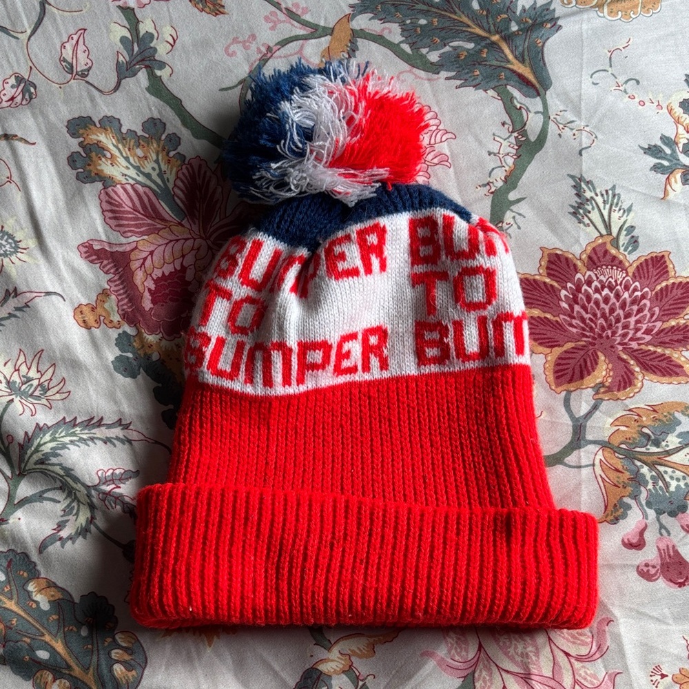 Pom-Pom Beanie - Red, White, Blue